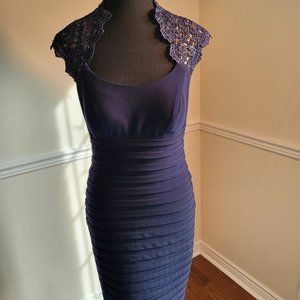 BANites Navy Blue Bodycon Dress with Lace Detail, Size 6